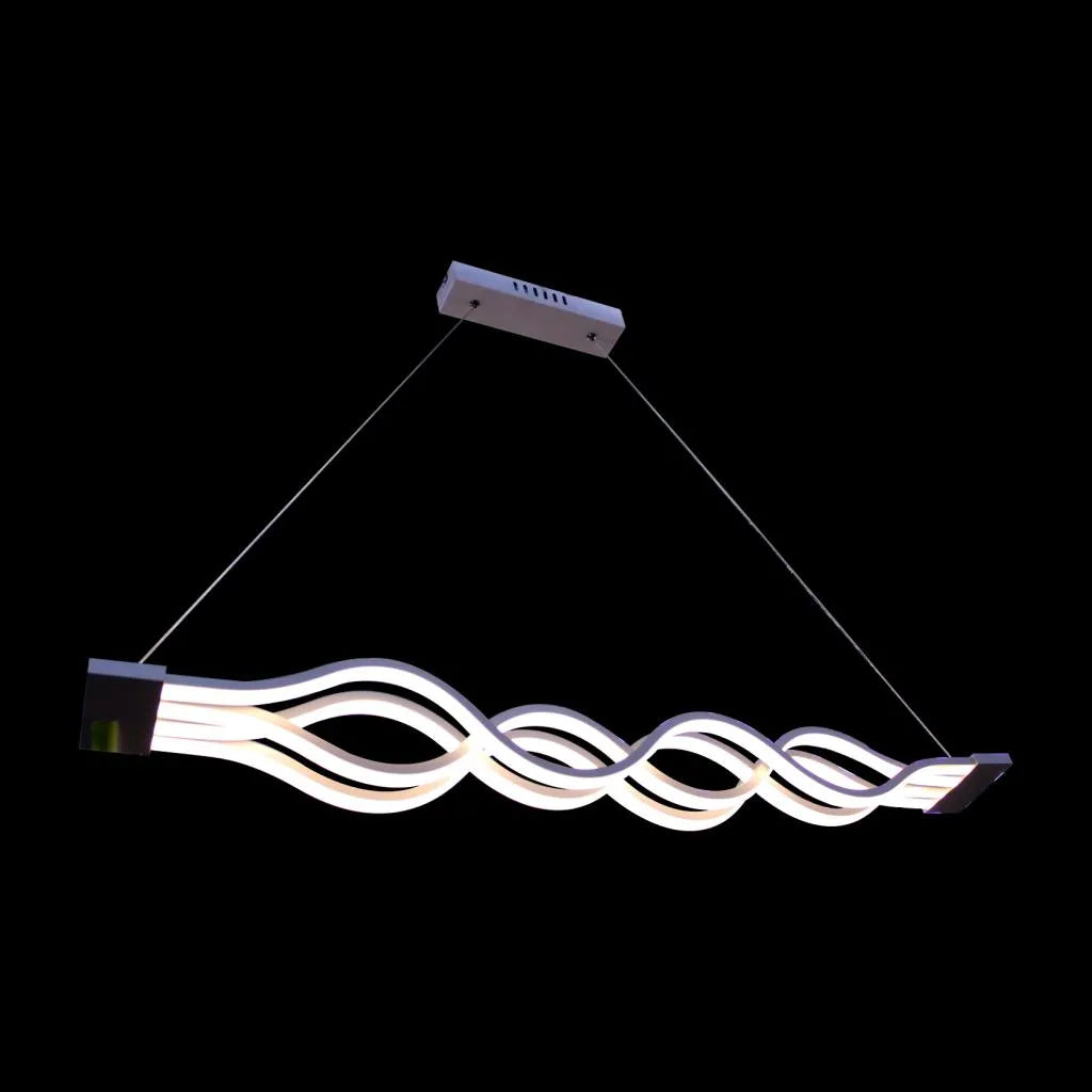 Lustra Led Suspendata Cu Telecomanda Wave , Liniara, Lumina Rece/Calda/Neutra, Dimabila, - vivimall.ro