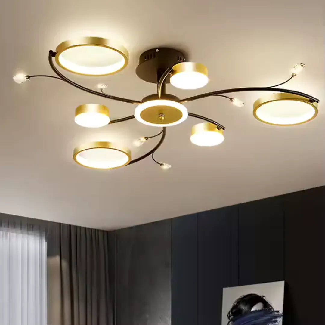 Lustra Led Cu Telecomnda Karina, 6 Elemente, Lumina Calda/Rece/Neutra, Dimabila - vivimall.ro