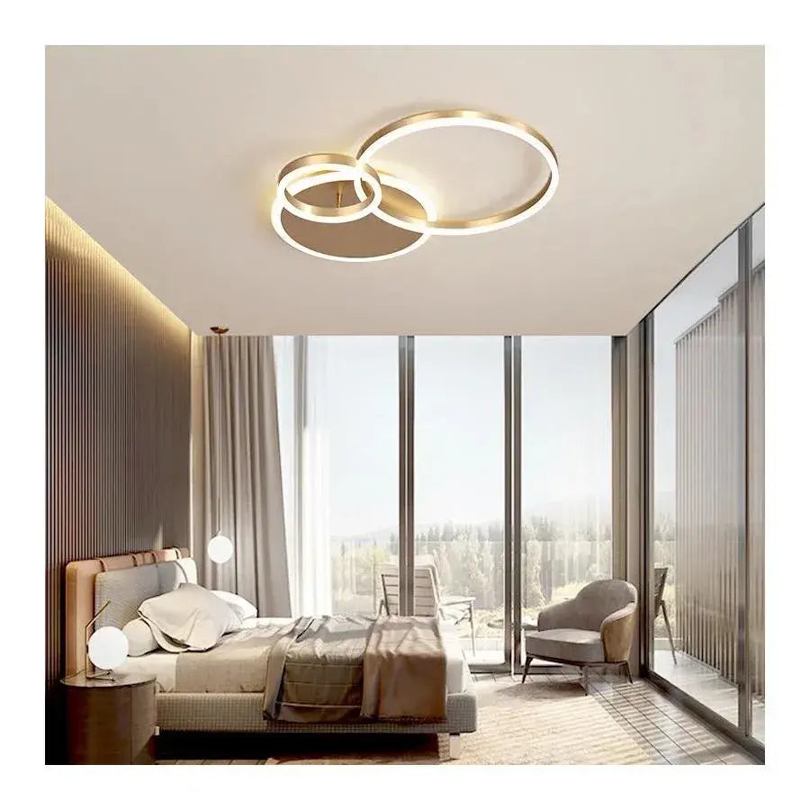 Lustra Led Cu Telecomanda Myrene, 2 Cercuri, Lumina Rece/Calda/Neutra, Dimabila - vivimall.ro