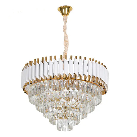 Candelabru Cristal Versailles Eleganza 7X E14, Diametru 49Cm, Lucios Si Alb - vivimall.ro
