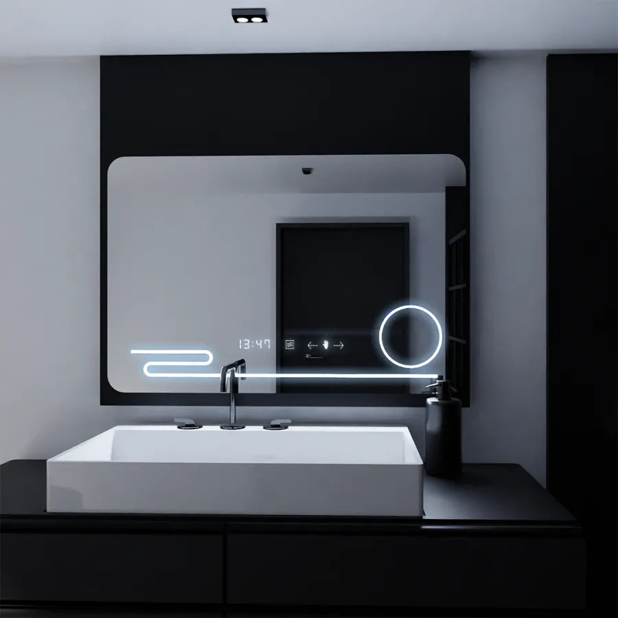 Oglinda Led Rectangulara, Harmonie Motionglow Marcello, Sistem Dezaburire, Ceas & Termometru, Lupa Cosmetica - vivimall.ro
