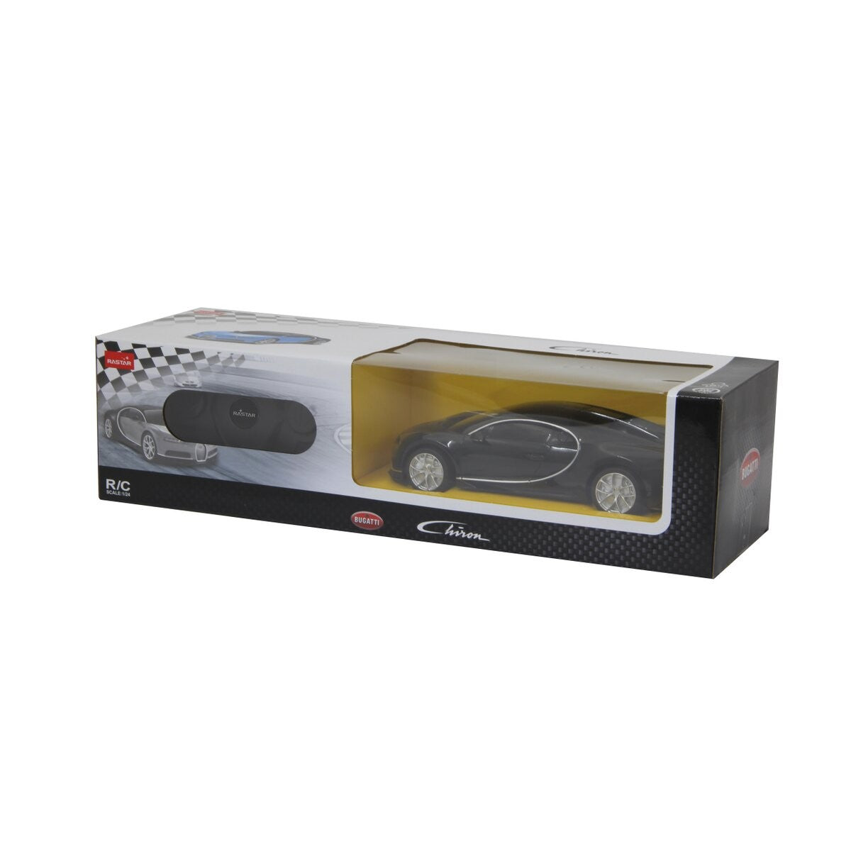 MASINA CU TELECOMANDA BUGATTI CHIRON NEGRU CU SCARA 1 LA 24