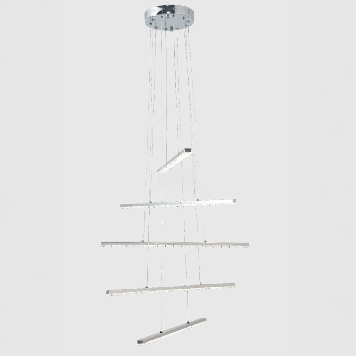 Lustra Led Suspendata Cu Telecomanda Si Cristal Liboria, Lumina Rece/Calda/Neutra, Dimabila - vivimall.ro