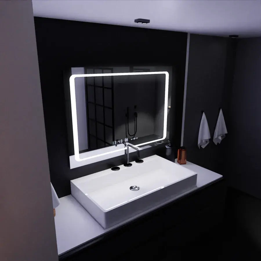 Oglinda Led Rectangulara, Sole Senzor Marcello, Sistem Dezaburire, Ceas & Termometru - vivimall.ro