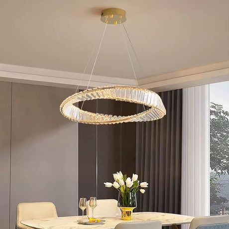 Lustra Led Cu Telecomanda Si Cristal Luigi, Lumina Rece/Calda/Neutra, Dimabila - vivimall.ro