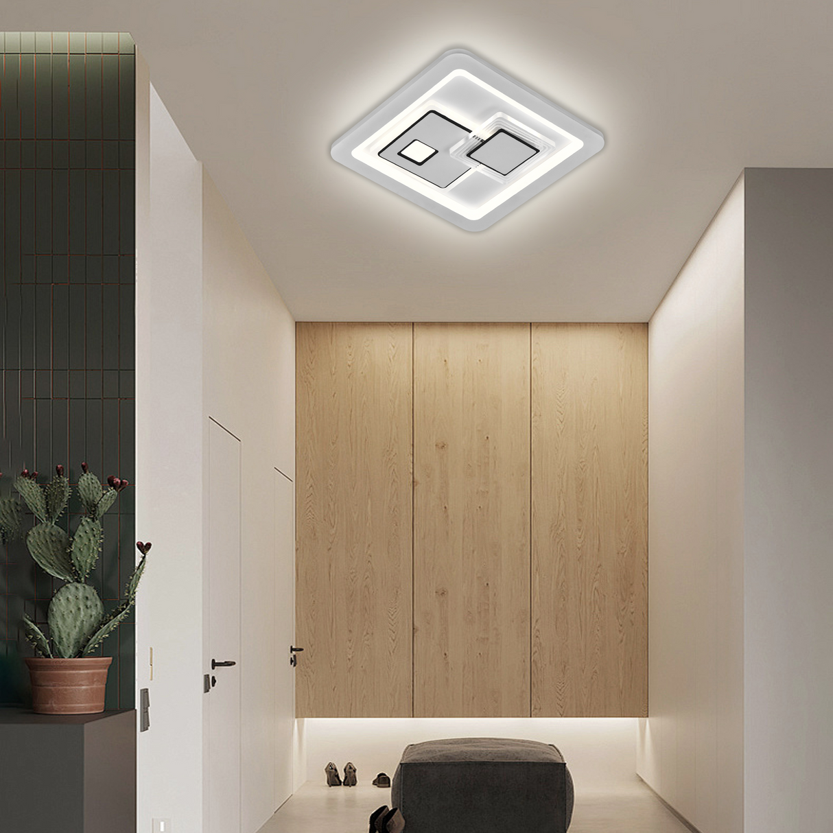 Lustra Led Keren, Diametru 26Cm, Patrata, Lumina Rece/Calda/Neutra - vivimall.ro
