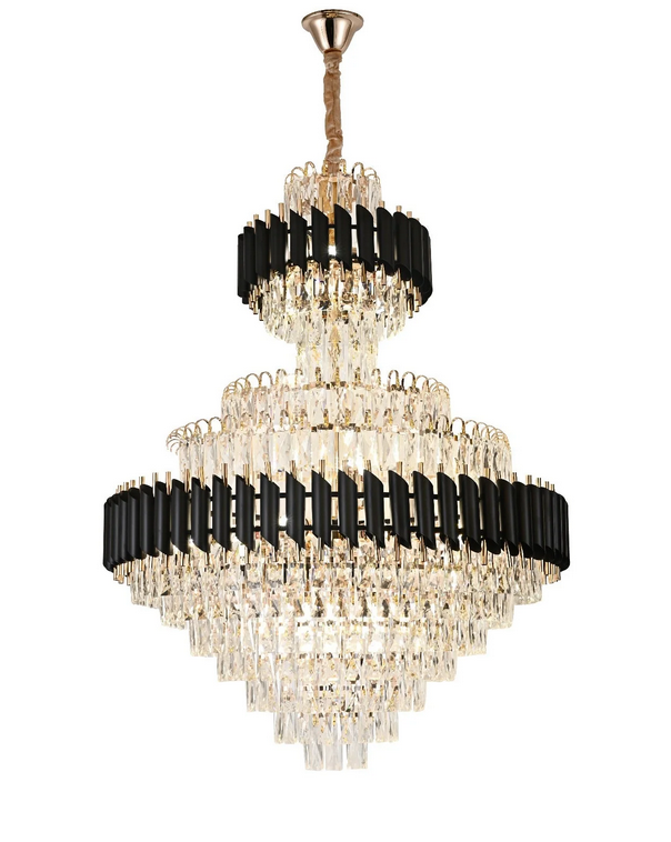 Candelabru Cristal Versailles Supremo Reale E14, Lucios Si Negru - vivimall.ro