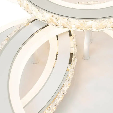 Lustra Led Cu Telecomanda Si Cristal Nova Rotonda Rgb, 3 Cercuri, Lumina Rece/Calda/Neutra, Dimabila - vivimall.ro