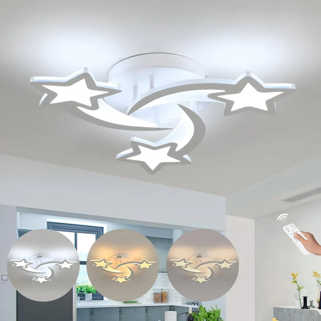 Lustra Led Cu Telecomanda Ipomoea, 3 Stele, Lumina Rece/Calda/Neutra, Dimabila - vivimall.ro