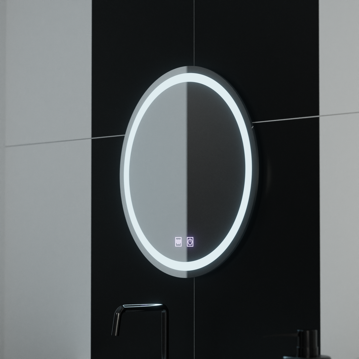 Oglinda Led Rotunda 50Cm Lucea Touch Sistem Dezaburire - vivimall.ro