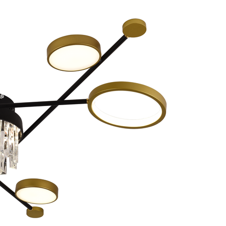 Lustra Led Cu Telecomanda Si Cristal Guida, 6 Elemente, Lumina Rece/Calda/Neutra, Dimabila - vivimall.ro