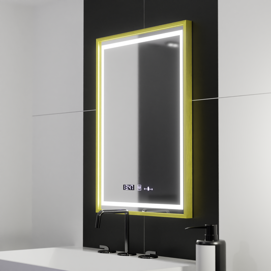 Oglinda Led Rectangulara, Verite Royale Gold Motion Glow Marcello, Sistem Dezaburire, Ceas & Termometru - vivimall.ro