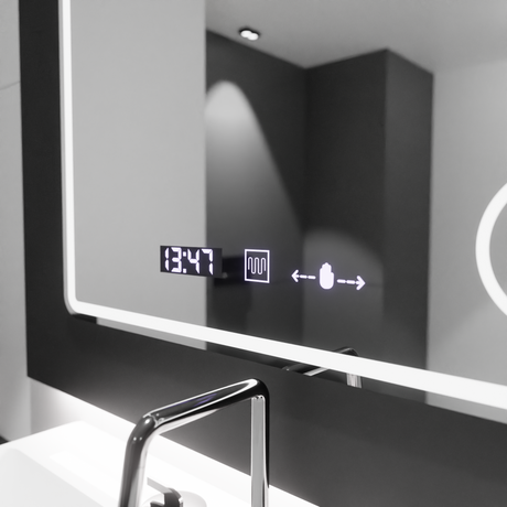 Oglinda Led Rectangulara, Riflesso Motionglow Marcello, Sistem Dezaburire, Ceas & Termometru, Lupa Cosmetica - vivimall.ro