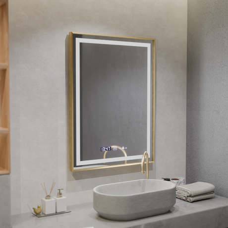 Oglinda Led Rectangulara, Verite Royale Gold Motionglow Marcello, Sistem Dezaburire, Ceas & Termometru - vivimall.ro