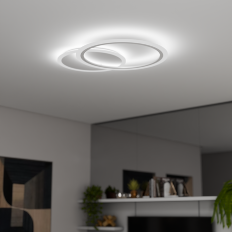 Lustra Led Cu Telecomanda Lucy, 2 Cercuri, Lumina Rece/Calda/Neutra, Dimabila - vivimall.ro