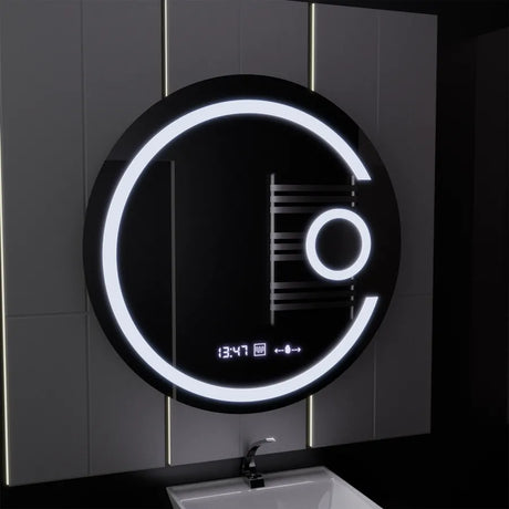 Oglinda Led Rotunda, 70Cm, Visio Motionglow Marcello, Sistem Dezaburire, Ceas & Termometru, Lupa Cosmetica - vivimall.ro