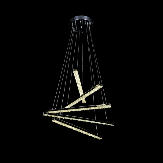 Lustra Led Suspendata Cu Telecomanda Si Cristal Liboria, Lumina Rece/Calda/Neutra, Dimabila - vivimall.ro