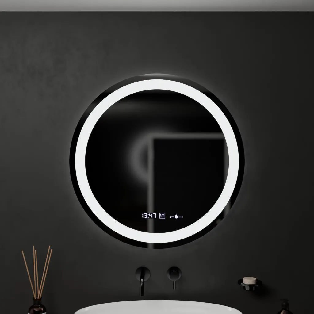 Oglinda Led Senzor Motionglow Circollo Sistem Dezaburire Termometru Si Ceas Rotunda Diametru 60 Cm Lumina Rece/Calda/Neutra Dimabila Colectia Marcello Funghi - vivimall.ro