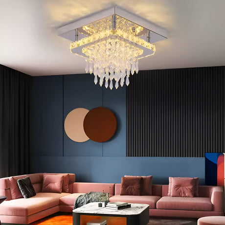 Candelabru Led Erico Patrat, Lumina Rece/Calda/Neutra, Cristal - vivimall.ro