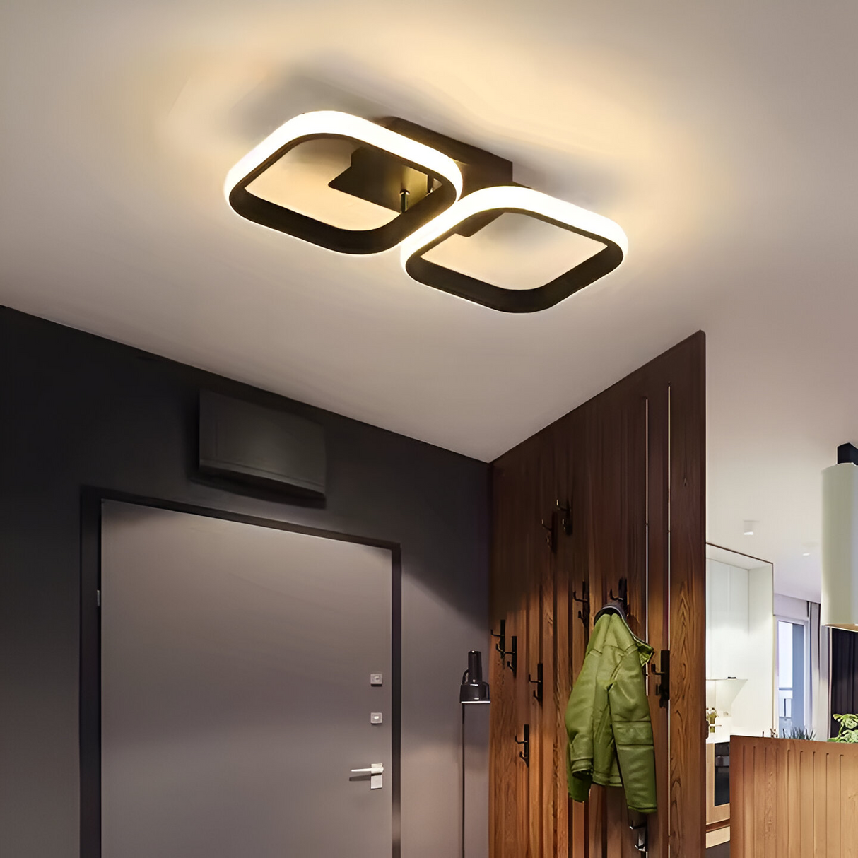 Lustra Led Vertex, 2 Patrate, Liniara, Lumina Rece/Calda/Neutra - vivimall.ro