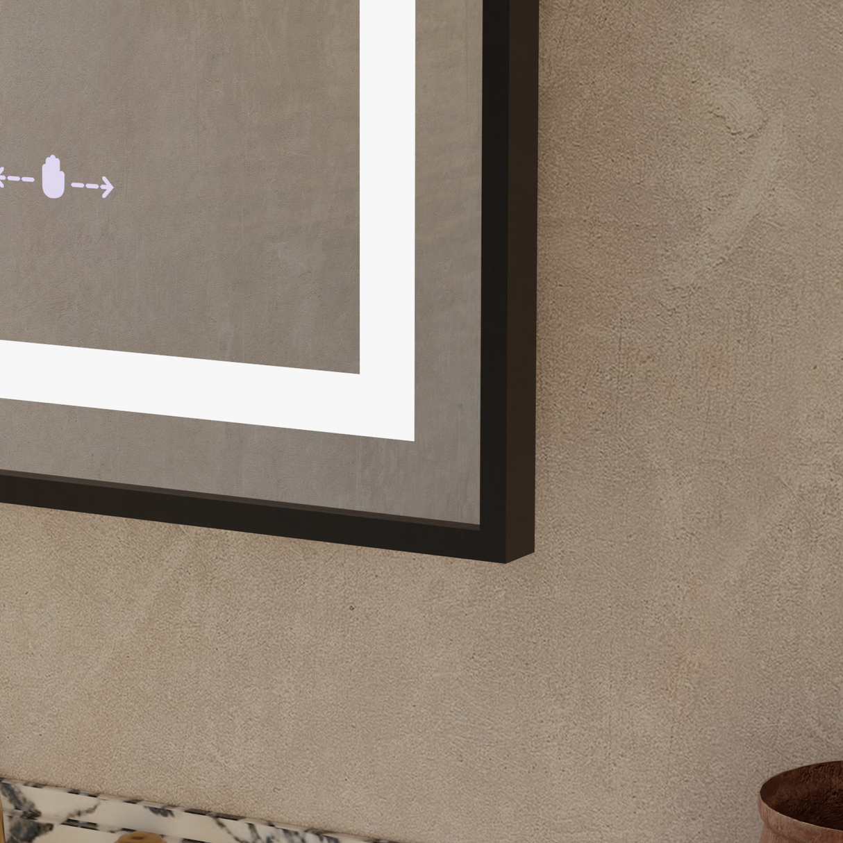 Oglinda Led Rectangulara, Verite Majeste Noir Motion Glow Marcello, Sistem Dezaburire, Ceas & Termometru - vivimall.ro