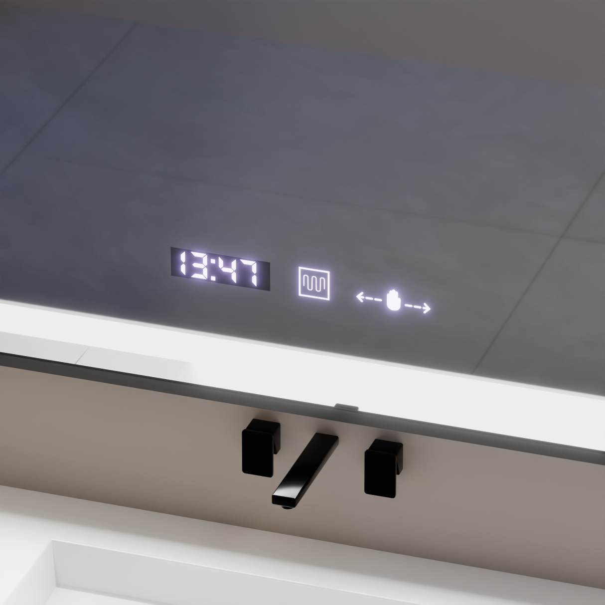 Oglinda Led Rectangulara, Verite Majeste Noir Motion Glow Marcello, Sistem Dezaburire, Ceas & Termometru - vivimall.ro