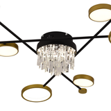 Lustra Led Cu Telecomanda Si Cristal Guida, 6 Elemente, Lumina Rece/Calda/Neutra, Dimabila - vivimall.ro