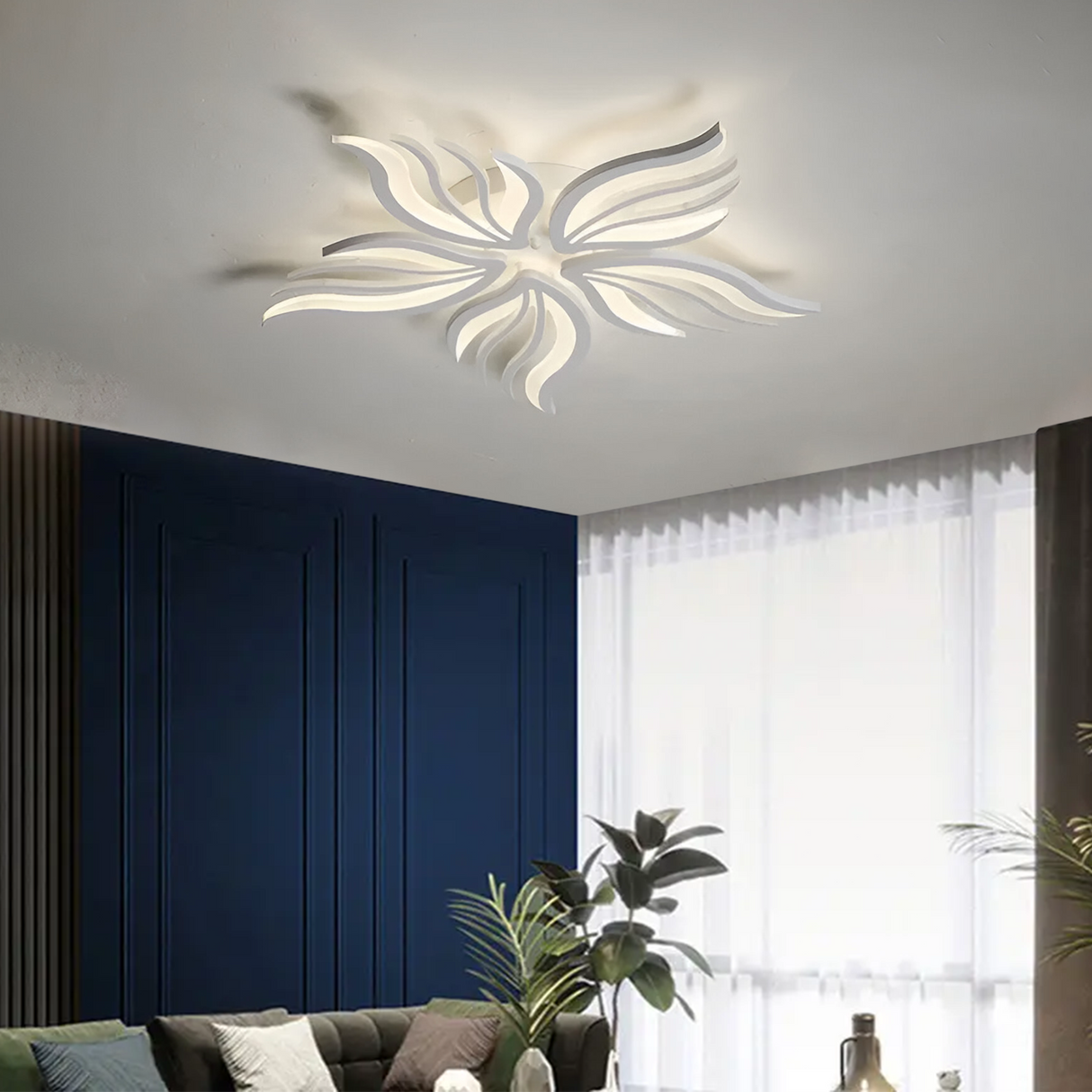 Lustra Led Cu Telecomanda Sakura, 5 Petale, Lumina Rece/Calda/Neutra, Dimabila - vivimall.ro