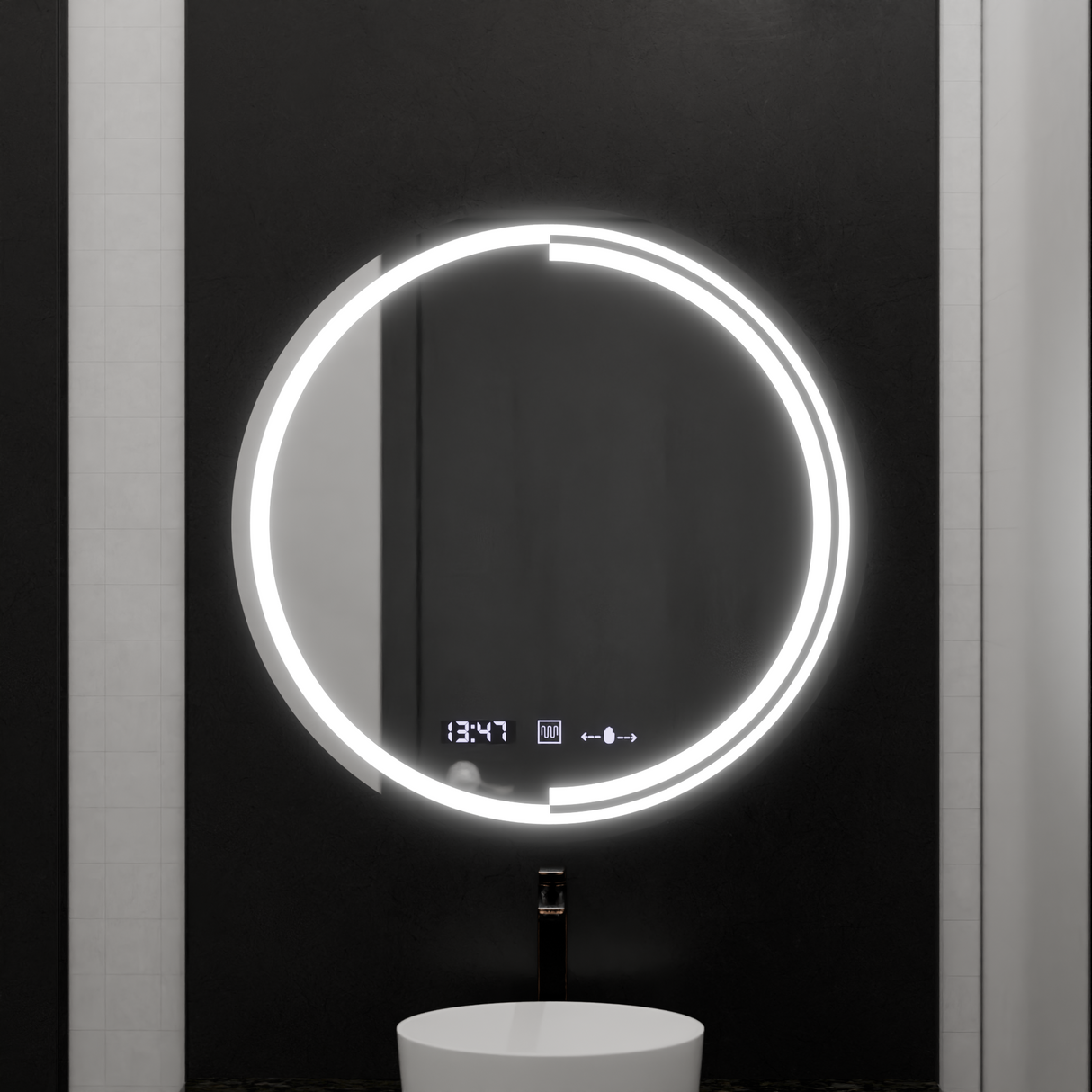 Oglinda Led Rotunda, 60Cm, Senzor Motionglow Consuel Marcello, Sistem Dezaburire, Ceas & Termometru - vivimall.ro