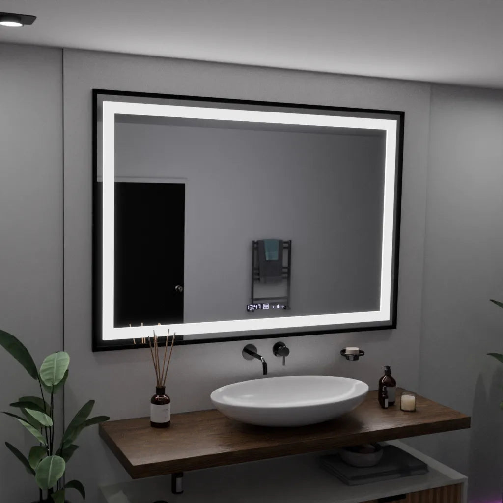 Oglinda Led Rectangulara, Verite Majeste Noir Motion Glow Marcello, Sistem Dezaburire, Ceas & Termometru - vivimall.ro