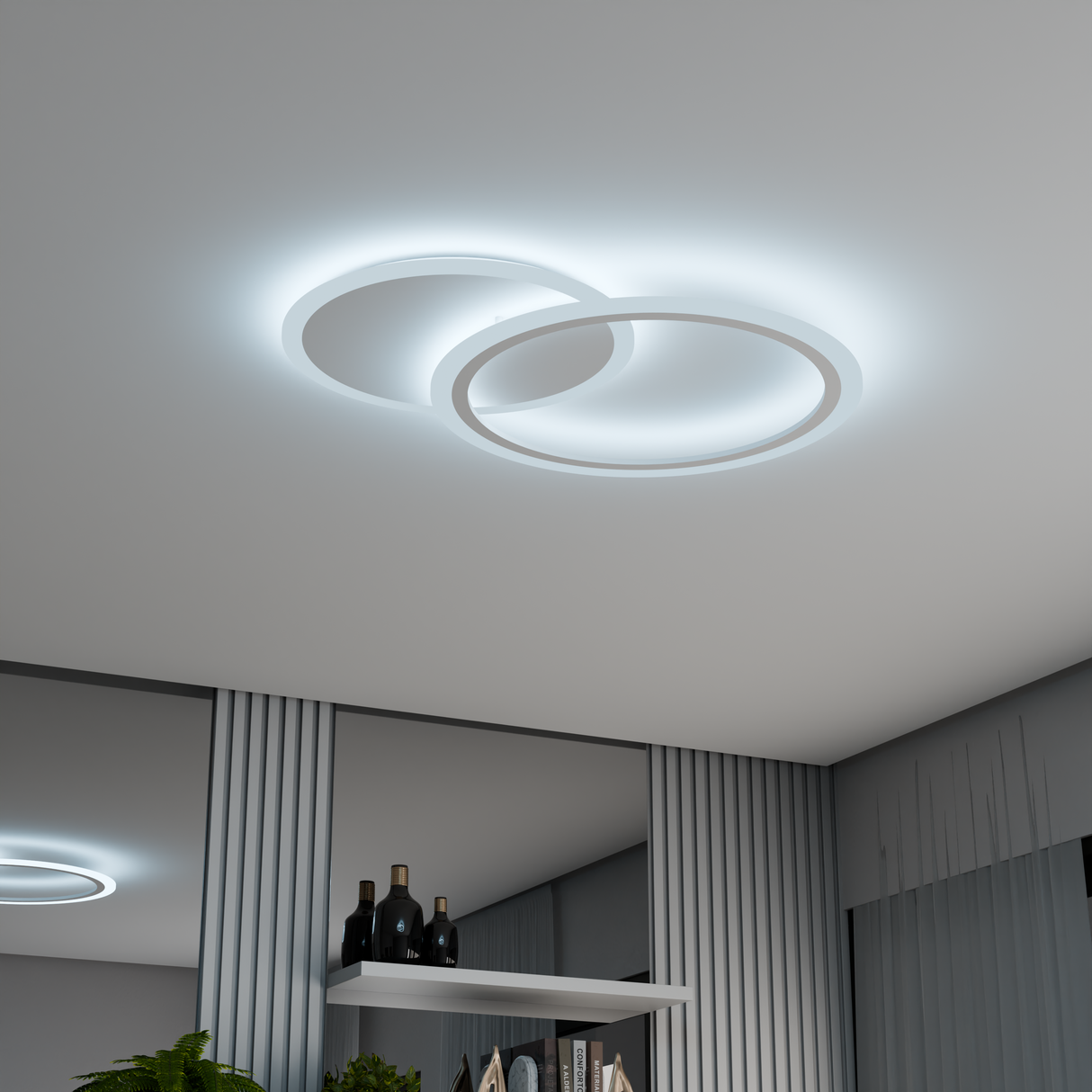 Lustra Led Cu Telecomanda Lucy, 2 Cercuri, Lumina Rece/Calda/Neutra, Dimabila - vivimall.ro
