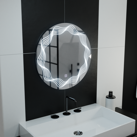 Oglinda Led Rotunda 60Cm, Flusso Touch, Sistem Dezaburire - vivimall.ro