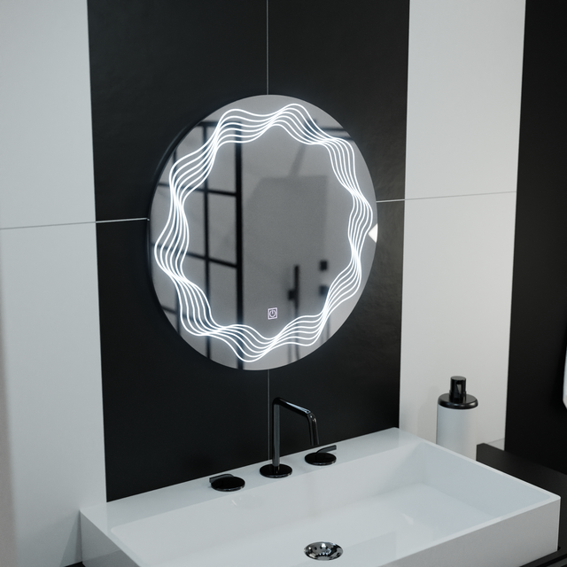 Oglinda Led Rotunda 60Cm, Flusso Touch, Sistem Dezaburire - vivimall.ro