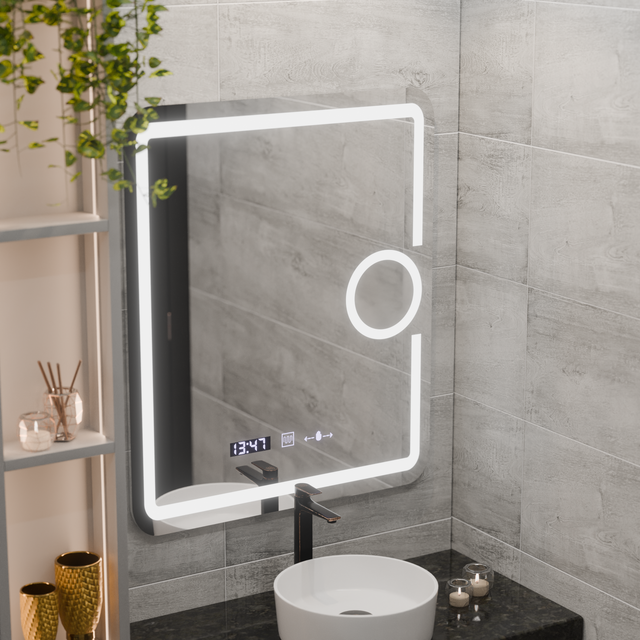 Oglinda Led Rectangulara, Eclat Motionglow Marcello, Sistem Dezaburire, Ceas & Termometru, Lupa Cosmetica - vivimall.ro