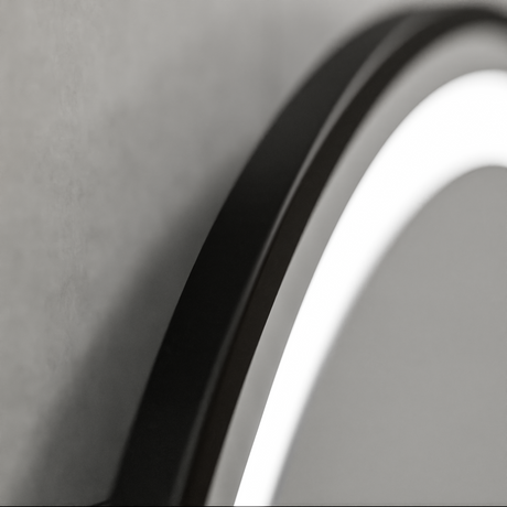 Oglinda Led Rotunda, 60Cm, Celeste Majeste Noir Motionglow Marcello, Sistem Dezaburire, Ceas & Termometru - vivimall.ro