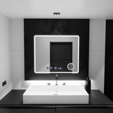 Oglinda Led Rectangulara, Riflesso Motionglow Marcello, Sistem Dezaburire, Ceas & Termometru, Lupa Cosmetica - vivimall.ro