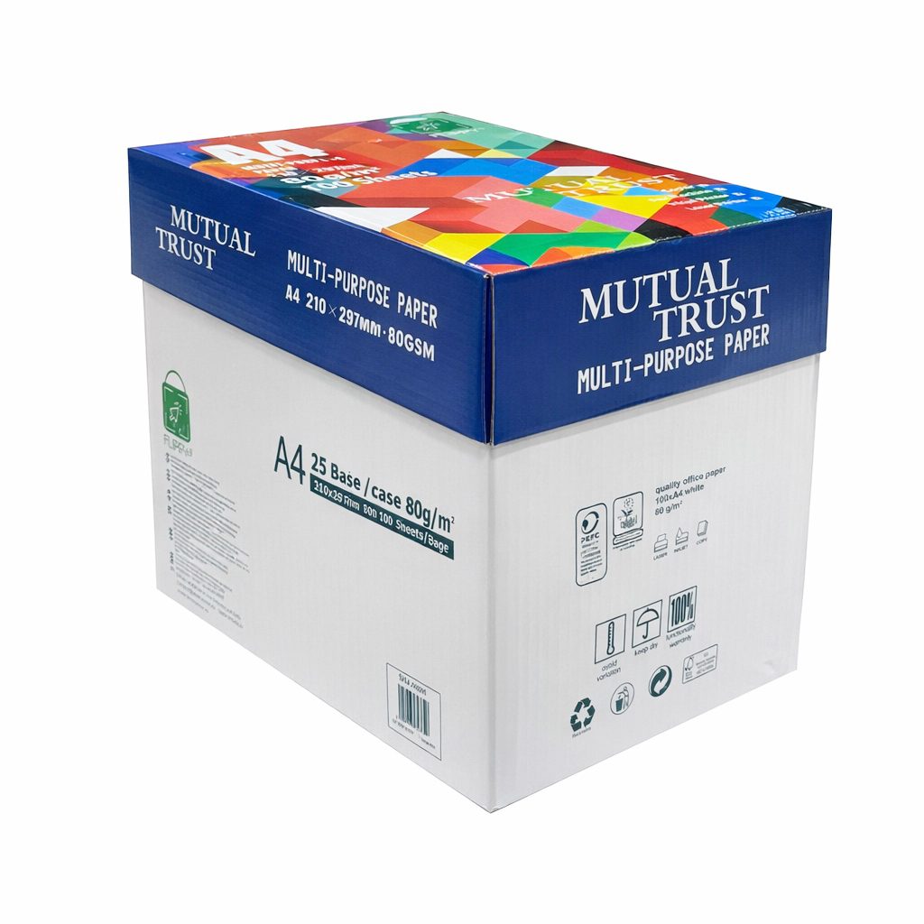 Hârtie copiator A4 Flippy Mutual Trust Cardboard 80 g/mp, 25 topuri x 100 coli, vedere frontală pachet