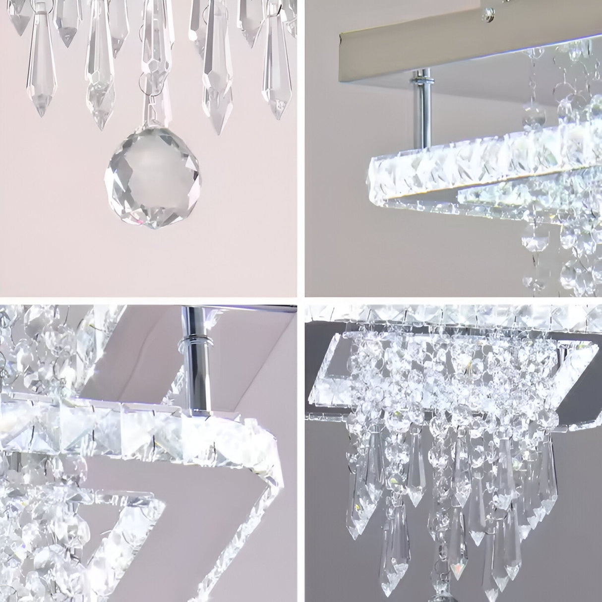 Candelabru Led Erico Patrat, Lumina Rece/Calda/Neutra, Cristal - vivimall.ro