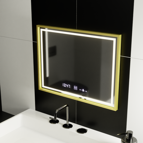 Oglinda Led Rectangulara, Verite Royale Gold Motionglow Marcello, Sistem Dezaburire, Ceas & Termometru - vivimall.ro