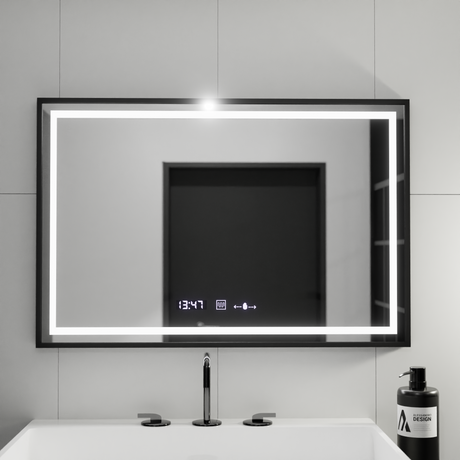 Oglinda Led Rectangulara, Verite Majeste Noir Motionglow Marcello, Sistem Dezaburire, Ceas & Termometru - vivimall.ro