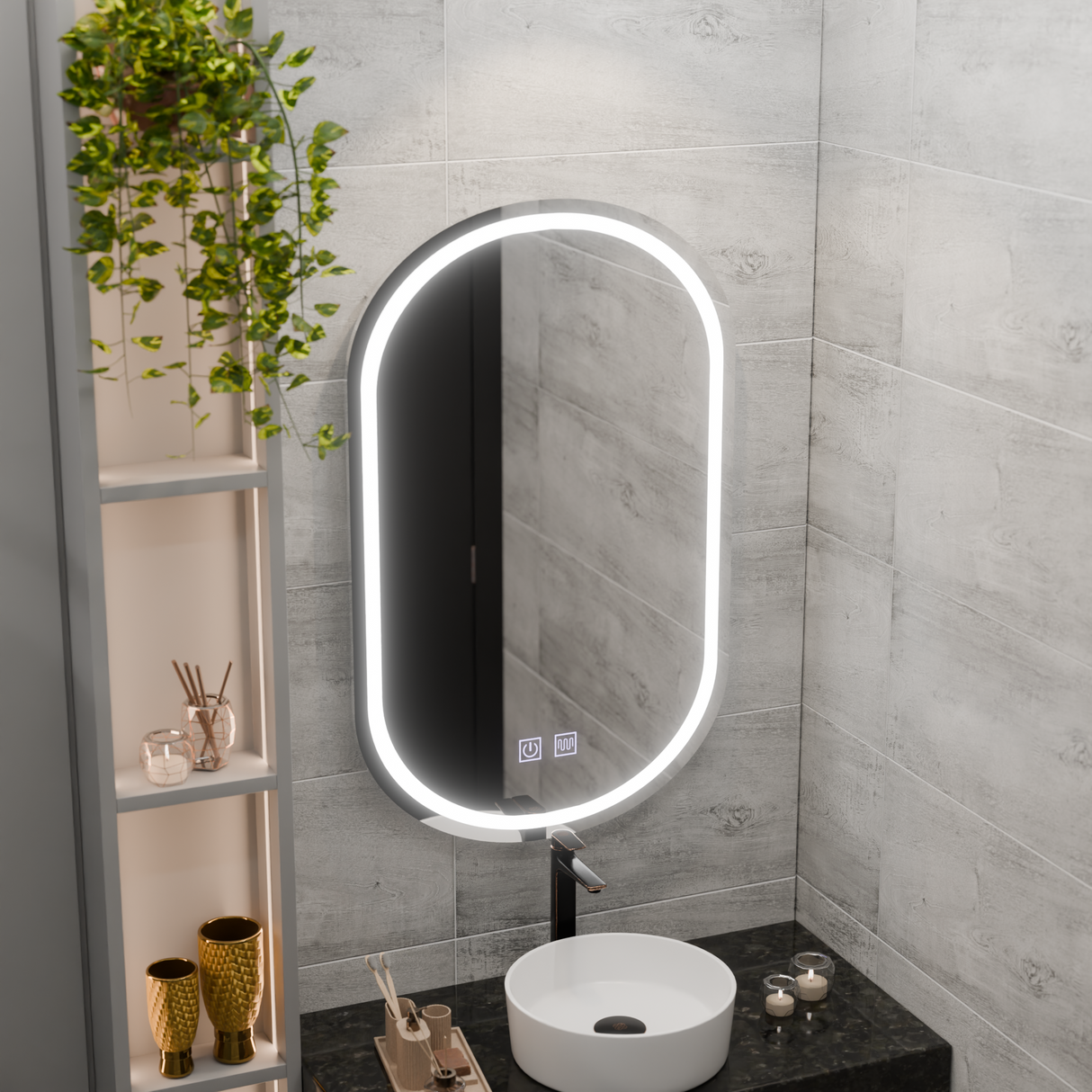 Oglinda Led Ovala, Velara Touch, Sistem Dezaburire - vivimall.ro