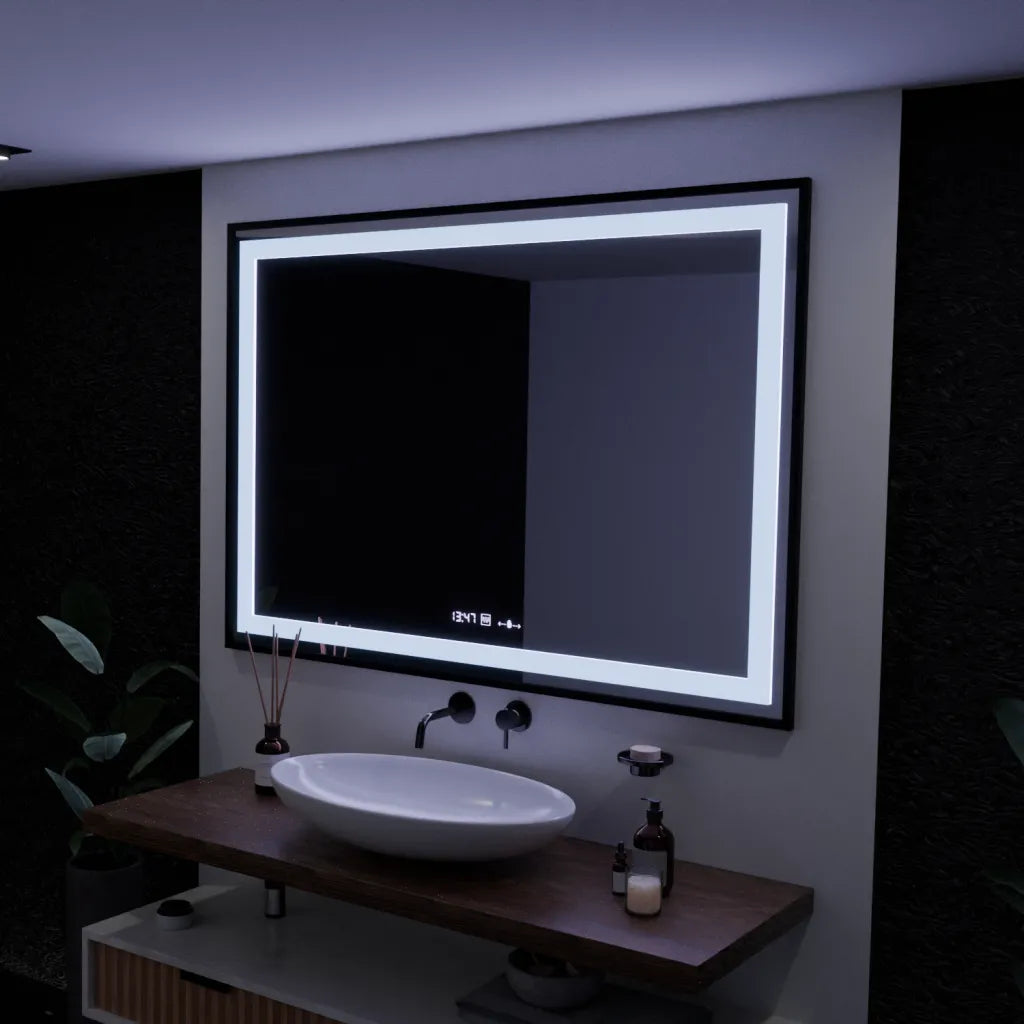 Oglinda Led Rectangulara, Verite Majeste Noir Motion Glow Marcello, Sistem Dezaburire, Ceas & Termometru - vivimall.ro