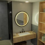 Oglinda Led Rotunda, 60Cm, Celeste Majeste Noir Motionglow Marcello, Sistem Dezaburire, Ceas & Termometru - vivimall.ro