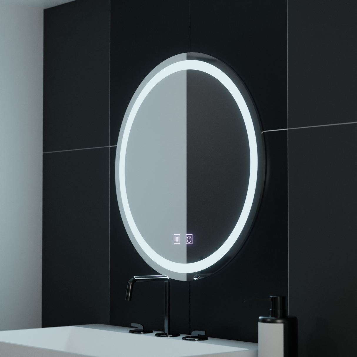 Oglinda Led Rotunda, 70Cm, Lucea Touch, Sistem Dezaburire - vivimall.ro