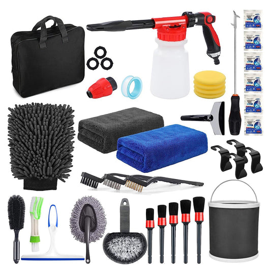 Accesorii pentru Curatare Auto, Flippy, Set 35 bucati, Accesorii pentru Detailing Auto, Accesorii pentru Curatare Auto in Interior si Exterior, Multicolor