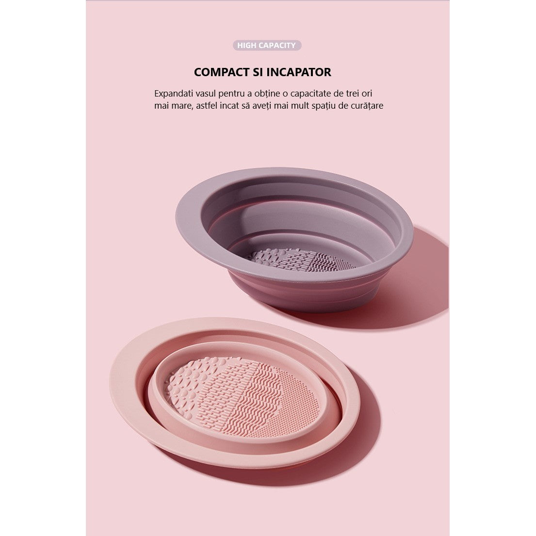 Accesoriu Din Silicon Pentru Curatarea Accesoriilor Makeup, Pensule, Buretei, 14.5 X 11,5 Cm, 2 Moduri De Utilizare, Pliabil - vivimall.ro