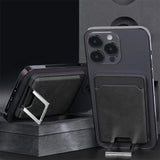 Accesoriu pentru telefon 3 in 1 Flippy, incarcator Wirelles Magsafe, portofel si suport, negru - vivimall.ro