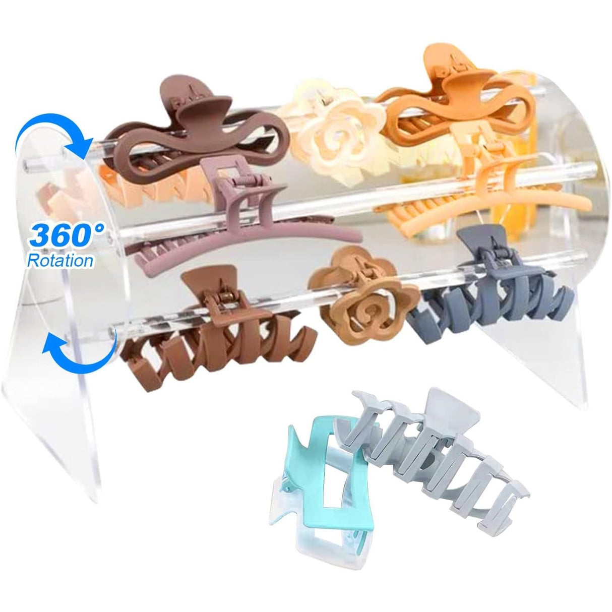 Organizator accesorii par Vivimall rotativ 360 grade, vedere de sus cu accesorii depozitate