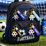 Breloc Flippy model minge fotbal cu căști, curelușă prindere vizibilă, 50 g, culoare albastru