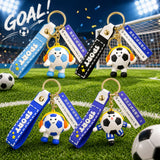 Breloc sport Flippy atașat la rucsac, model minge fotbal albastru deschis, acril 50 g